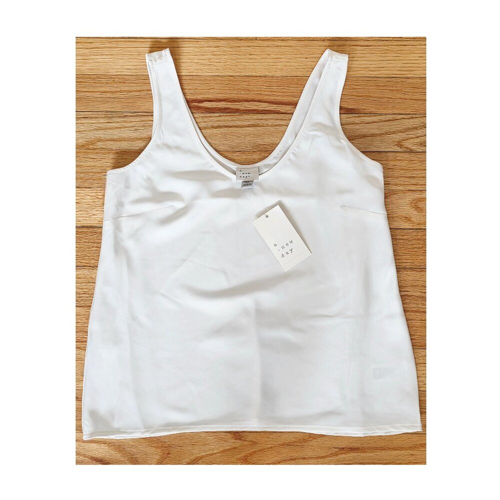 A New Day White Cami Tank Top XS Soft Stretch Basic Layering Cami NWT